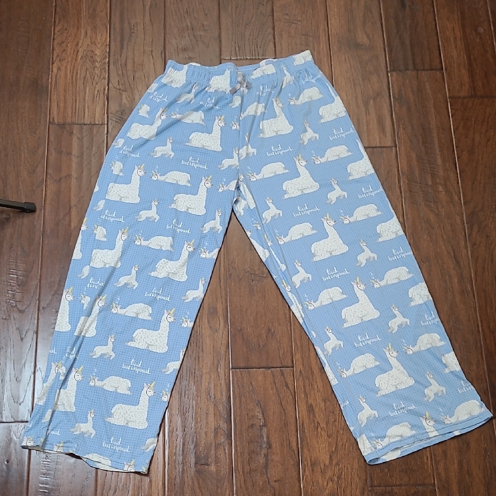 Sophie Sue Light Blue Alpaca Print Soft Pajama Pants size Large